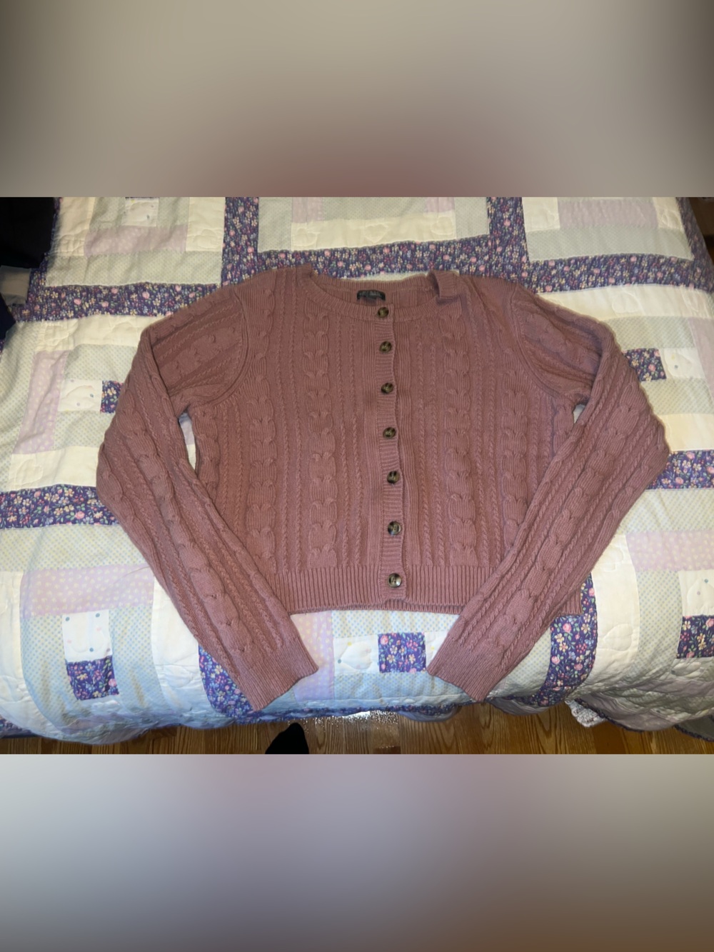 wild fable Rose Cable-Knit Button Cardigan